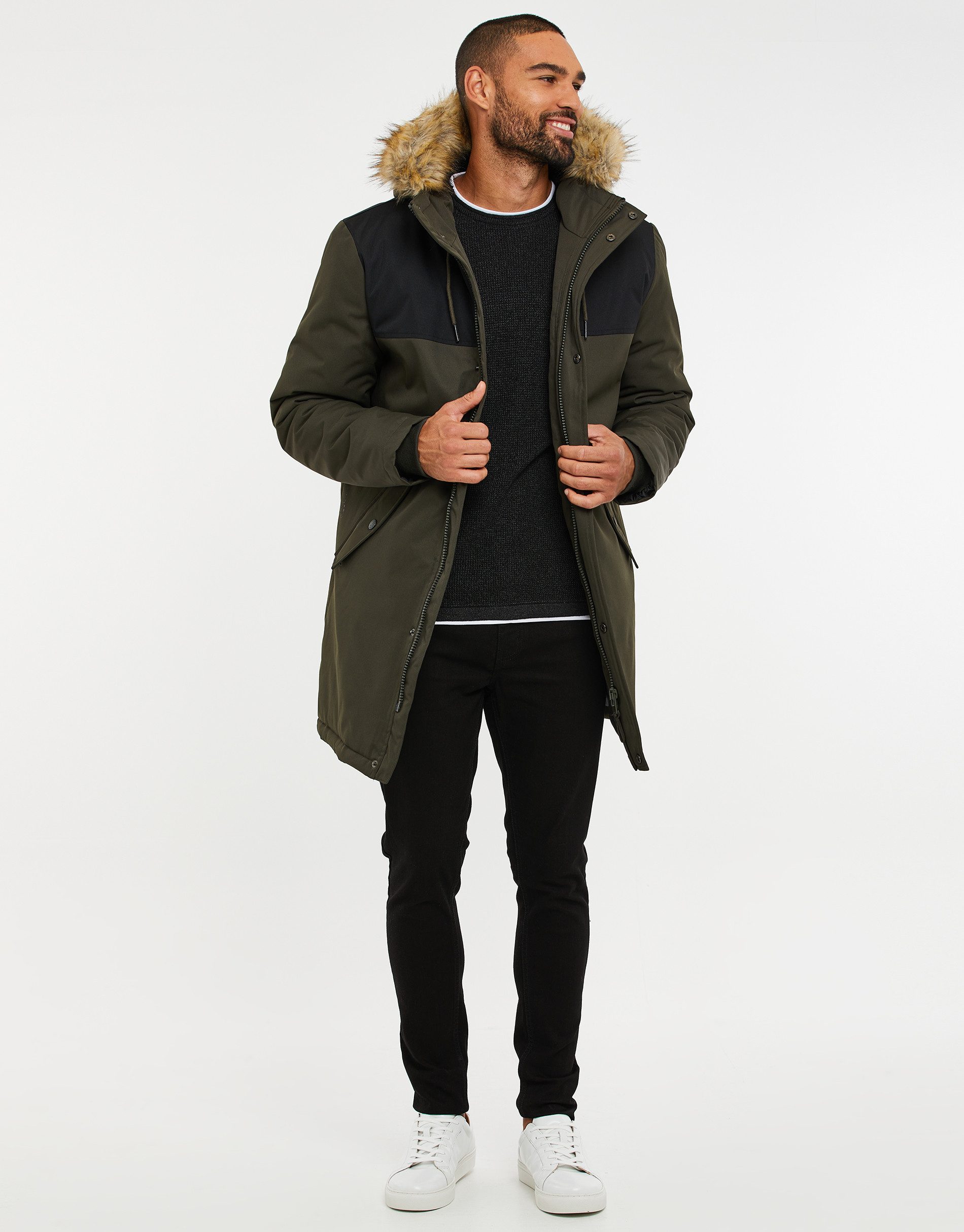 Threadbare Parka THB Jacket Parkston (1-St) mit Kunstfell-Kapuze günstig online kaufen