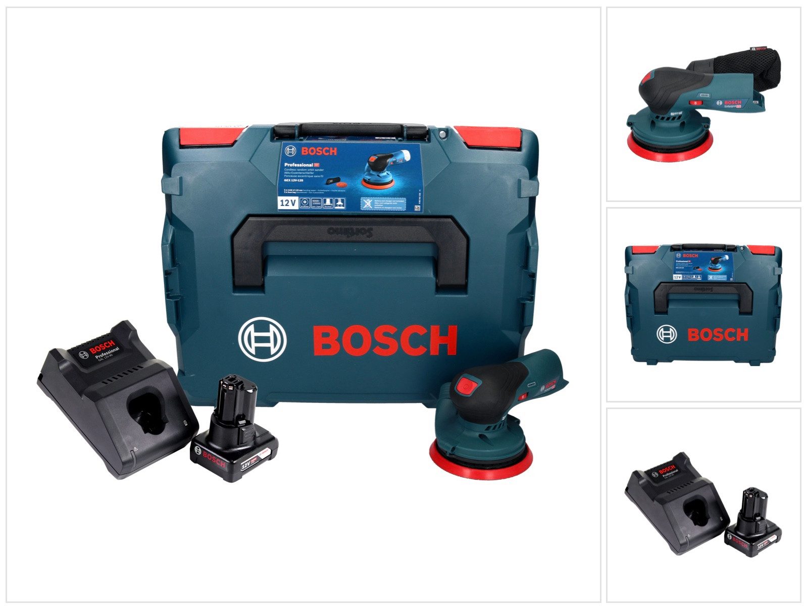 Bosch Professional Akku-Exzenterschleifer GEX 12V-125 Professional 12 V 125 mm Brushless + 1x Akku 6,0 Ah