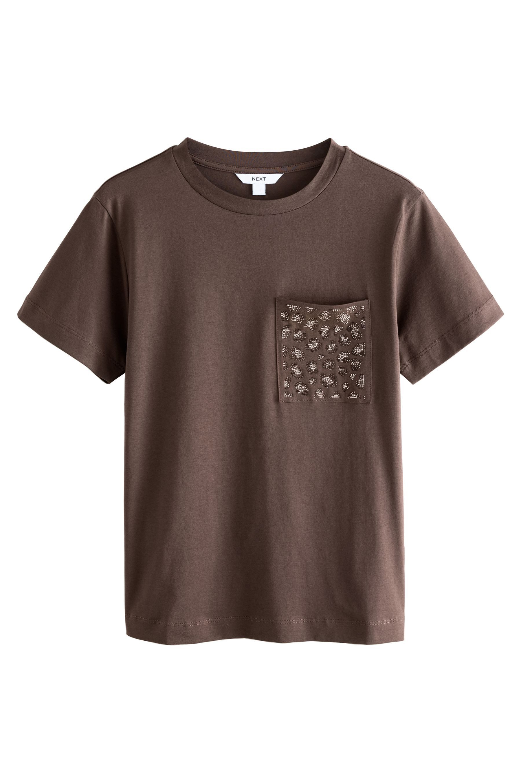 Next T-Shirt T-Shirt aus 100 % Baumwolle mit verzierter Tasche (1-tlg) günstig online kaufen