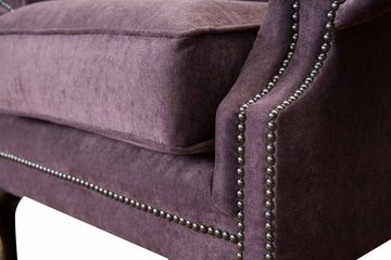 JVmoebel Ohrensessel Sessel Chesterfield Textil Lounge Club Polster Lila Luxus Ohrensessel, Made In Europe