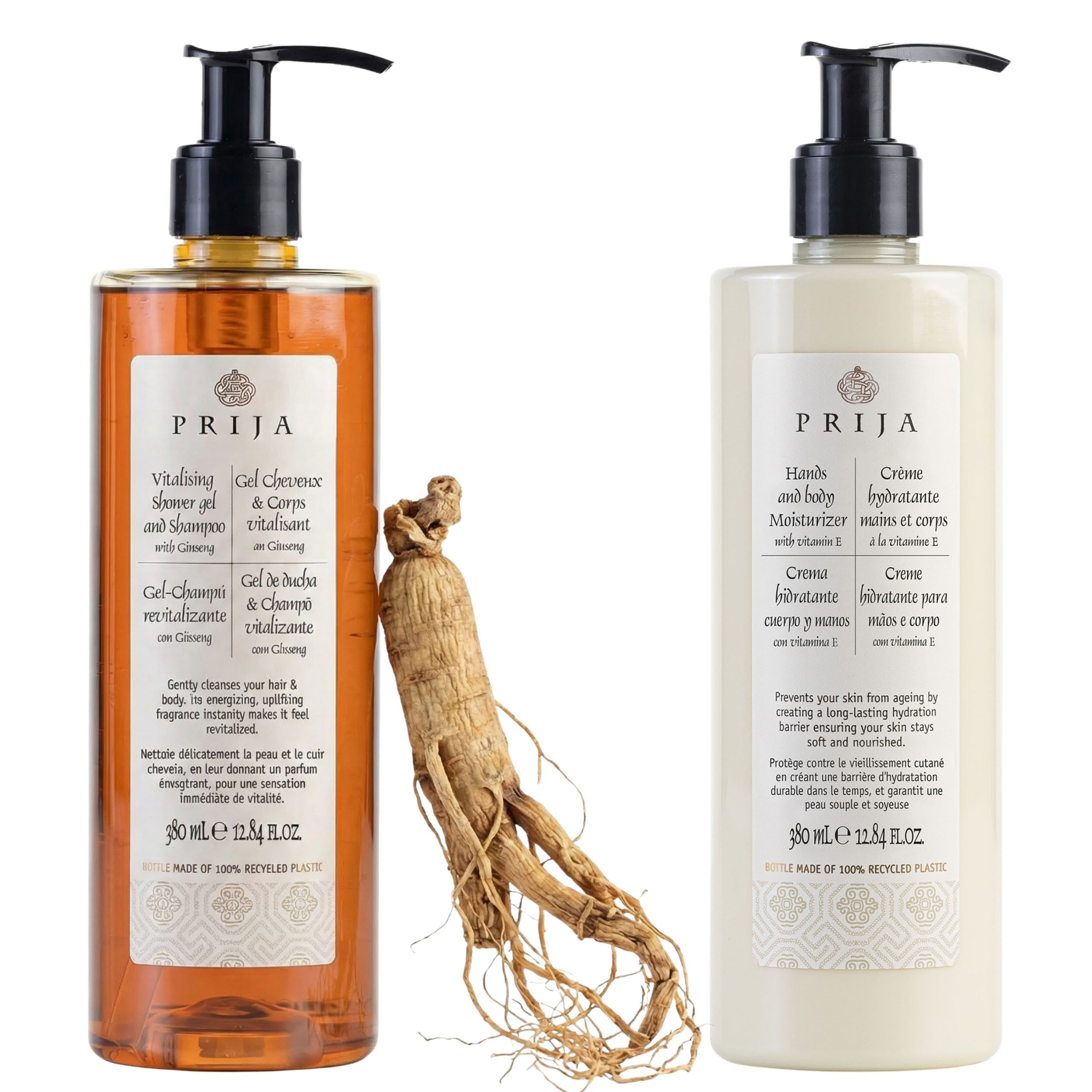 PRIJA Körperpflegemittel PRIJA VEGAN Set, Duschgel und Feuchtigkeitscreme, 2 × 380 ml