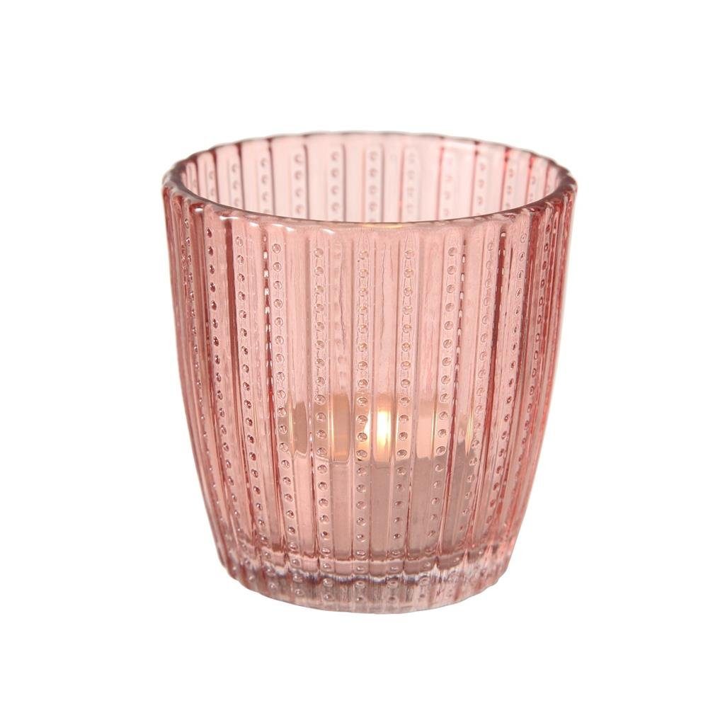 BOLTZE Windlicht Marilu (Set, 4 St), aus Glas, Rosa, 30 x 8 x 8 cm