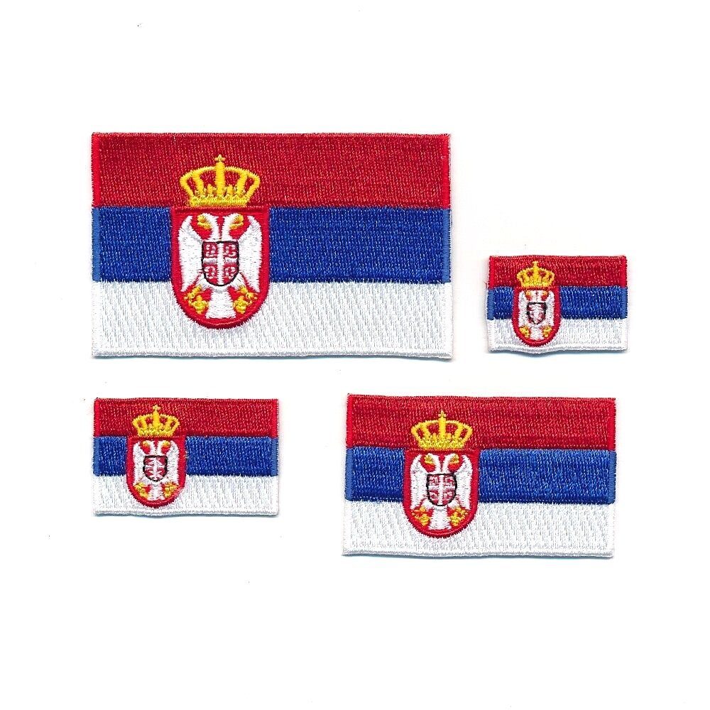 hegibaer Aufnäher Republik Serbien Belgrad Flaggen Patches Aufnäher Aufbügler, (Packung, 4-tlg), neu, edel