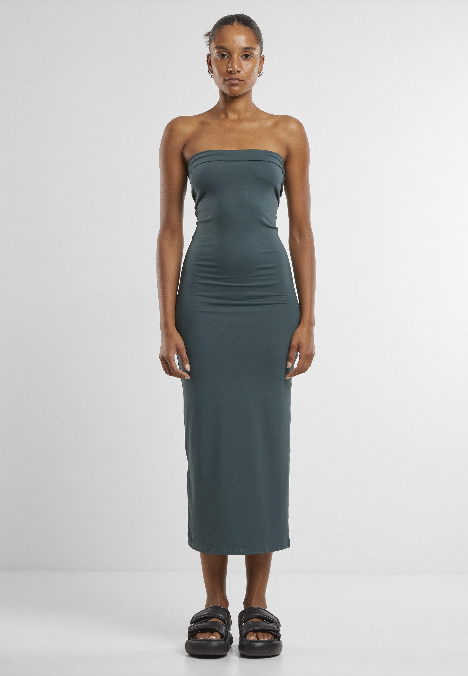 URBAN CLASSICS Shirtkleid Urban Classics Ladies Bandeau Midi Dress (1-tlg)