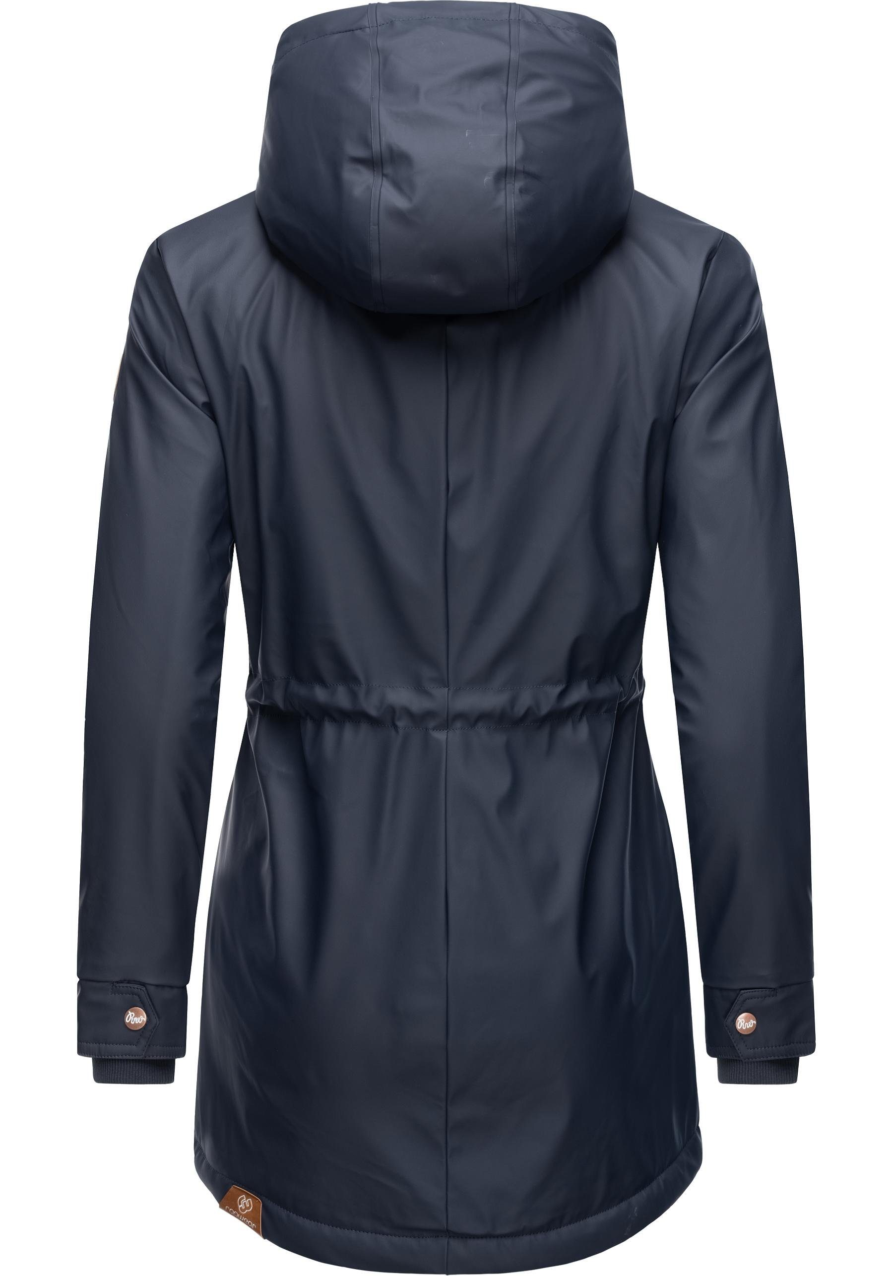 Ragwear Regenmantel modischer mit Regenparka kuschligem Monadis navy Intl. Innenfutter Rainy