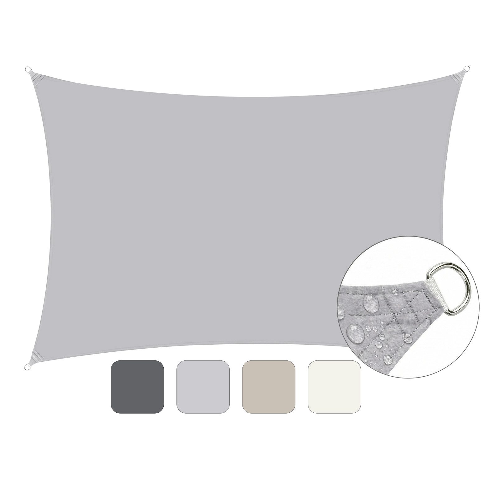 SUNULA Sonnensegel Balkon 160g/m² Polyester UV Schutz Sonnenschutz Terrasse Garten, Rechteckig, Hellgrau 2 x 3 m