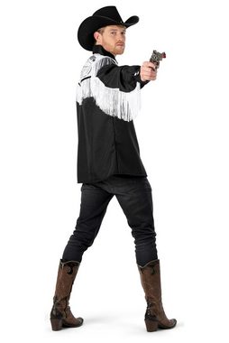 Funny Fashion Kostüm Cowboy Hemd 'Country Man', Schwarz Weiß - Herren