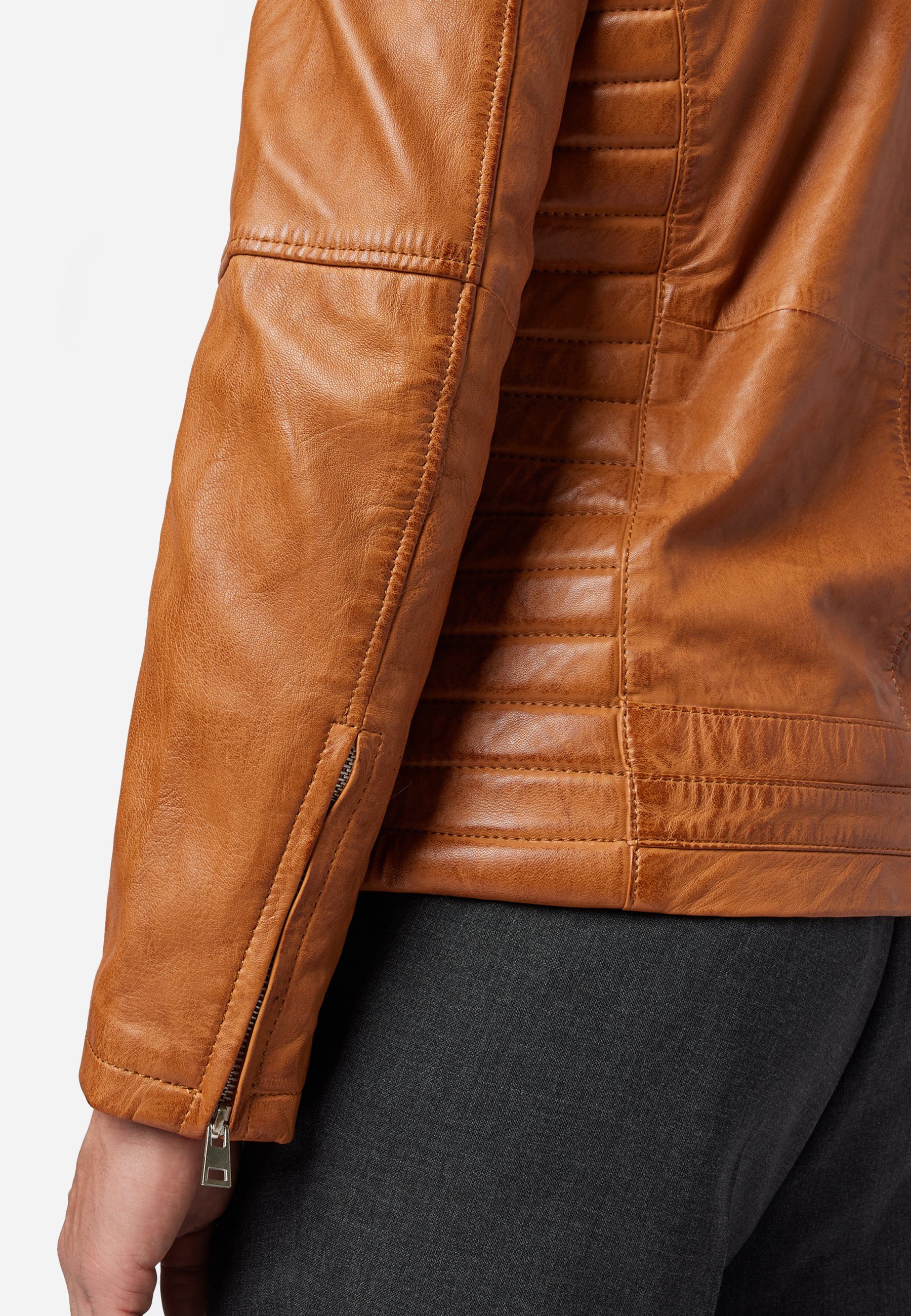 RICANO Lederjacke Cooper Lederjacke im Biker-Stil mit Stehkragen