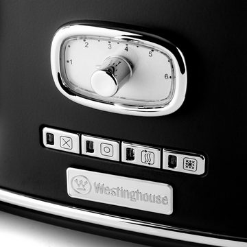 Westinghouse Toaster Retro Früstücksset, 4 kurze Schlitze, für 4 Scheiben, 1750 W, Wasserkocher 1,7 L Volumen 2200 W 360° Sockel