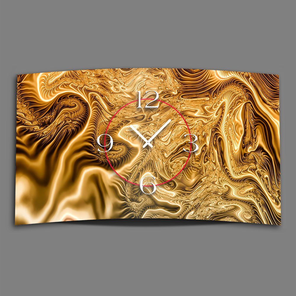 dixtime Wanduhr Abstrakt Digital Art gold Designer Wanduhr modernes Wanduhren Design (Einzigartige 3D-Optik aus 4mm Alu-Dibond)