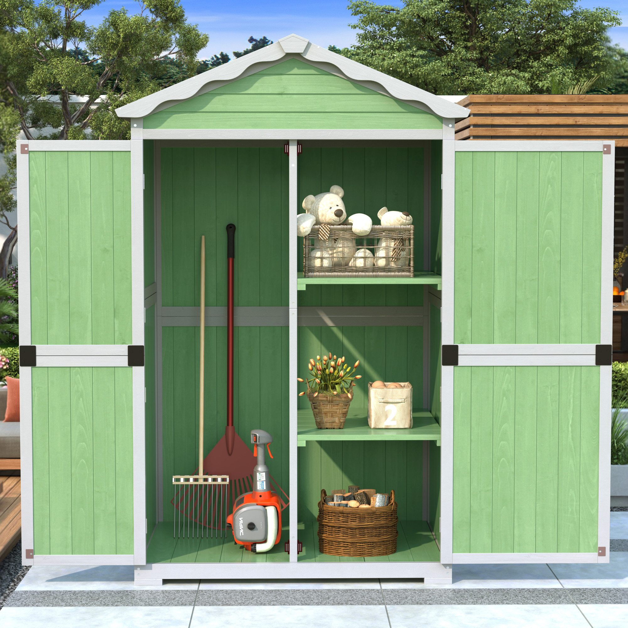 Merax Garten-Geräteschrank Holz Gartenhaus Werkzeughaus mit günstig online kaufen