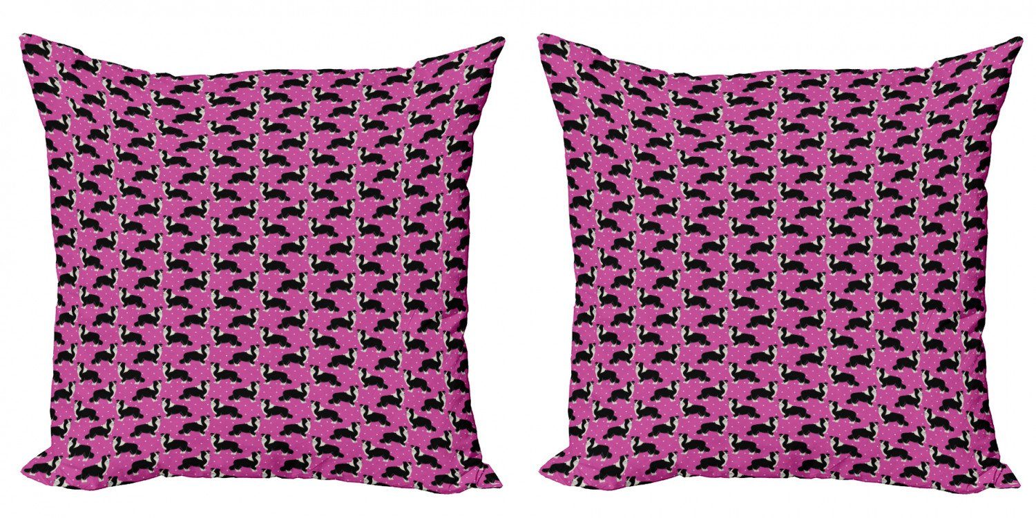 (2 Abakuhaus Furry-Collie-Hund Digitaldruck, Doppelseitiger Modern Stück), Rosa Tupfen Accent Kissenbezüge