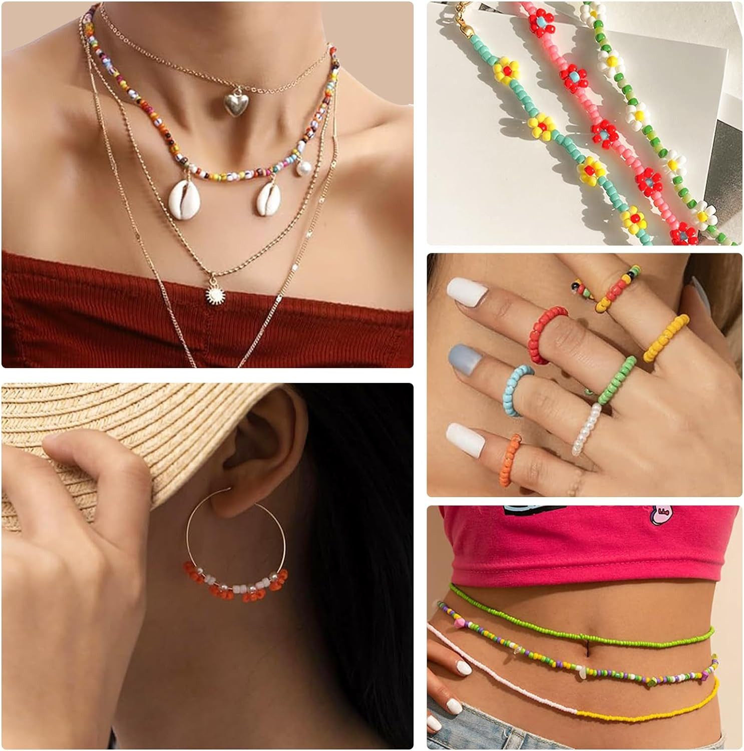 CLTYQ Ketten und Armband Set Weihnachten DIY Armbänder Halsketten Handwerk Schmuckset