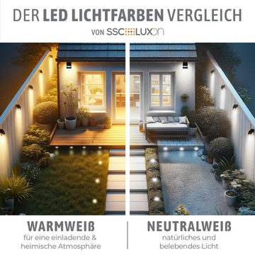 SSC-LUXon LED Gartenstrahler Schwenkbarer LED Bodenspot JUAVI eckig mit LED GU10 warmweiß, Warmweiß
