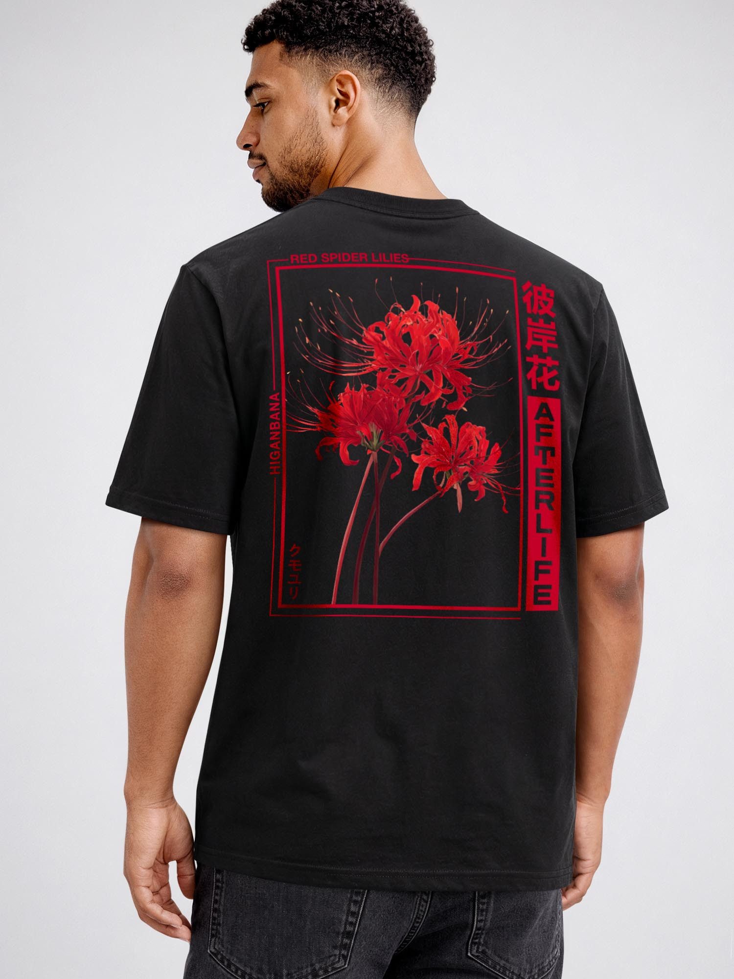 Neverless Oversize-Shirt Herren T-Shirt - Spider Lilies - Relaxed Fit Printshirt Sommer mit Print – Bild 2 von 5