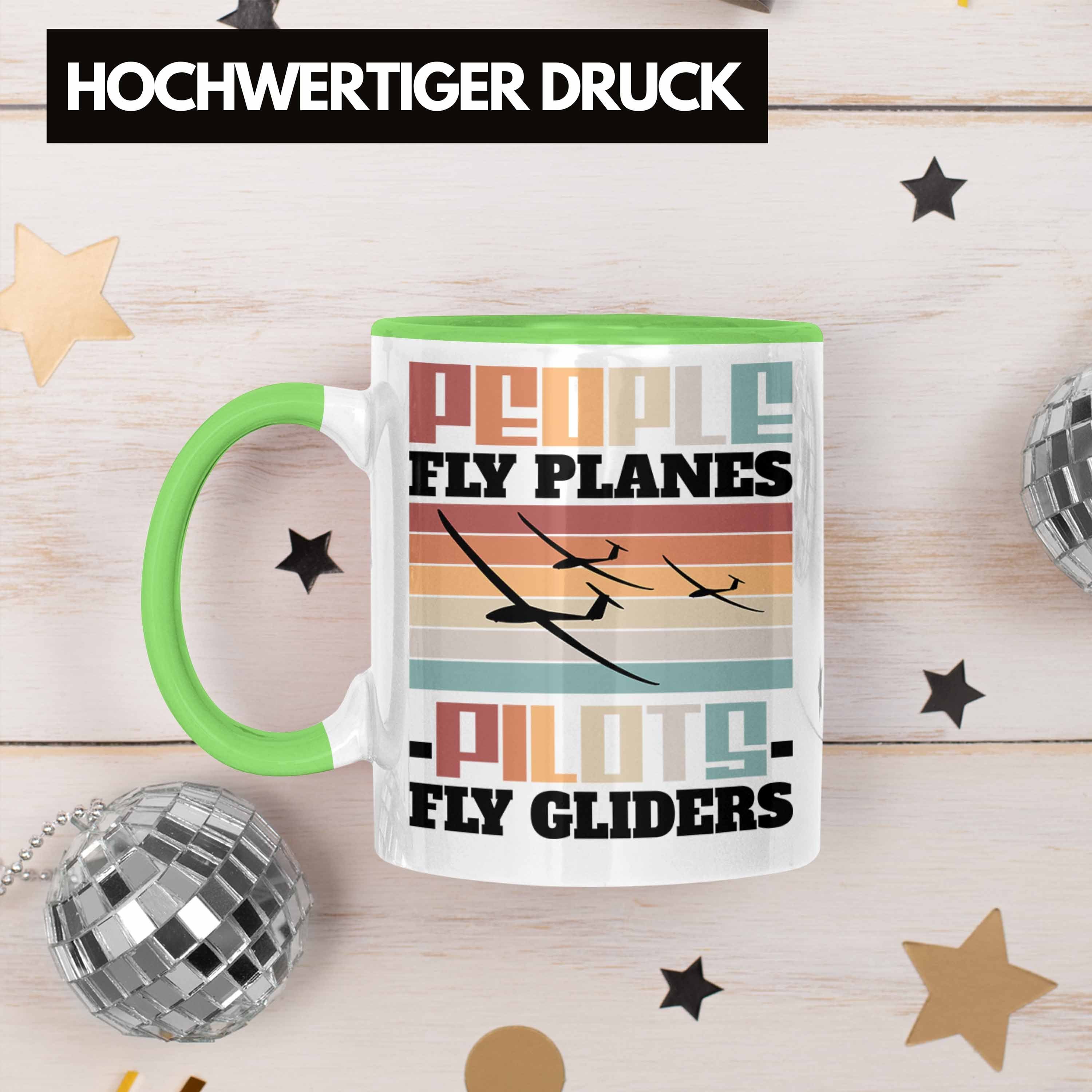 Geschenkidee Tasse Segelflieger Seg Segelflugzeug Play Gliders Grün Spruch Trendation Pilots