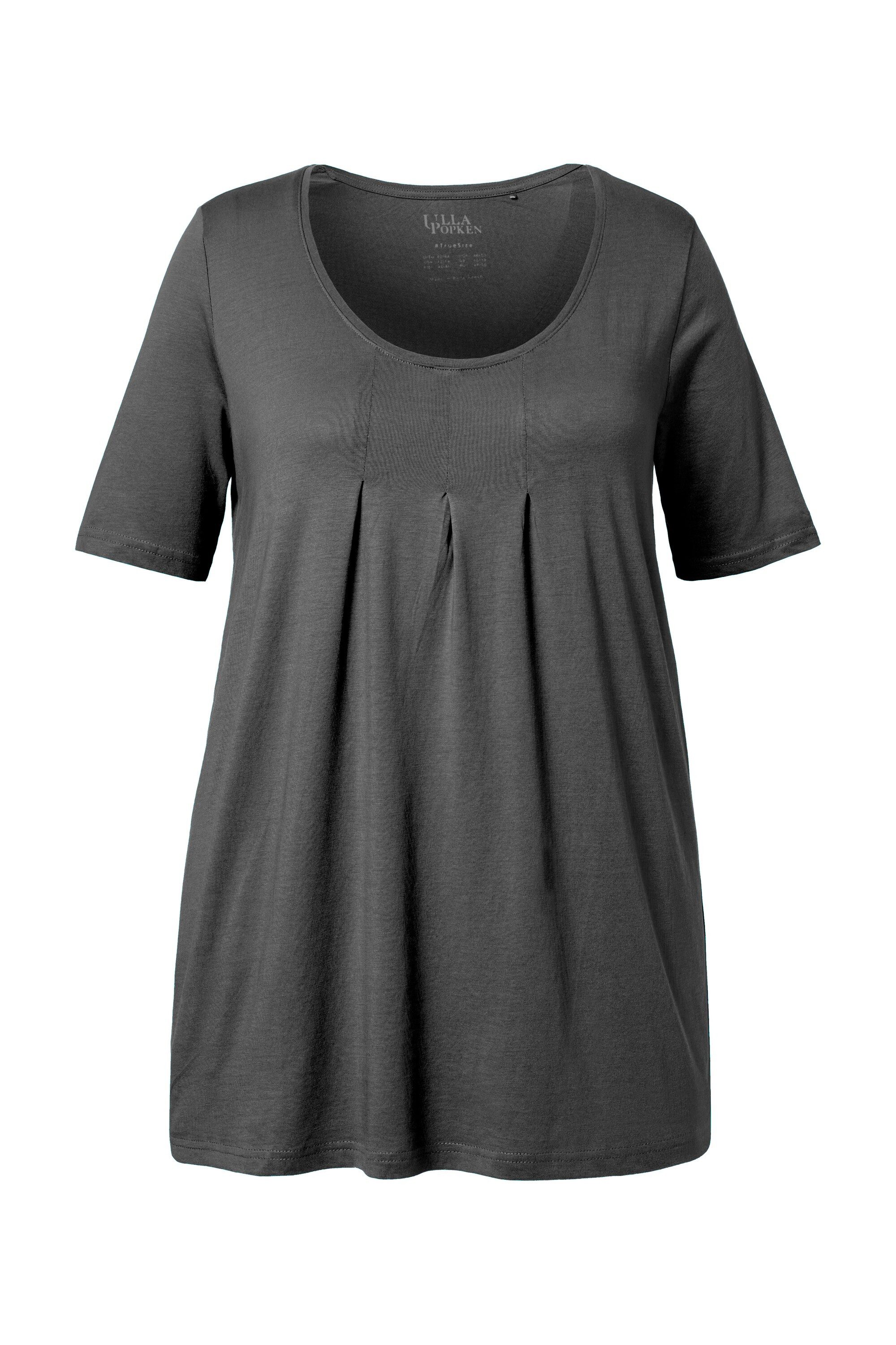 Ulla Popken T-Shirt T-Shirt Zierfalten A-Linie Rundhals Halbarm Modal günstig online kaufen