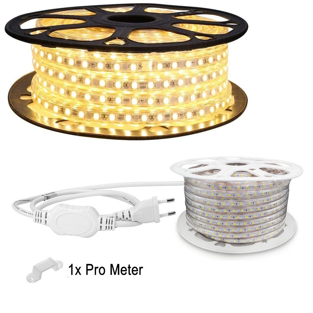 Aigostar LED Stripe LED Strip Streifen Band für innen und Außen, 5m LED Warmweiß 3000K für innen und Außen Anwendung | LED-Stripes