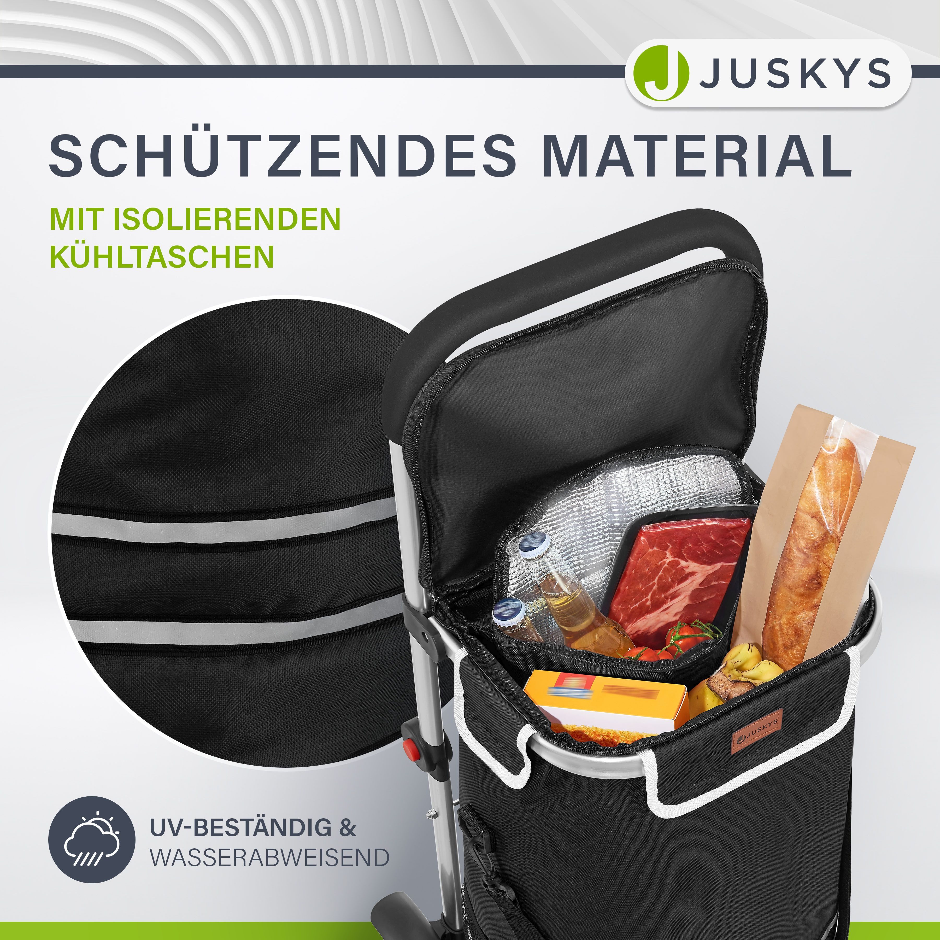 Juskys Einkaufstrolley 3in1, 56 l, mit Treppensteiger (6 Rollen), klappbar günstig online kaufen