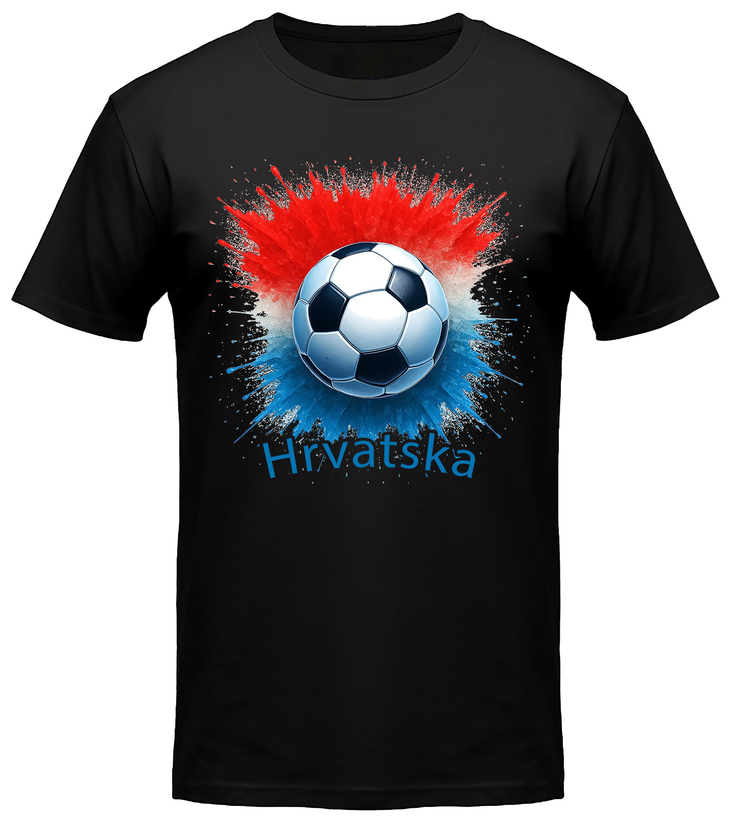 MyDesign24 T-Shirt Fussball Shirt - WM T-Shirt schwarz Herren und Damen Fussball kurzarm Kroatien Fan-Shirt i678