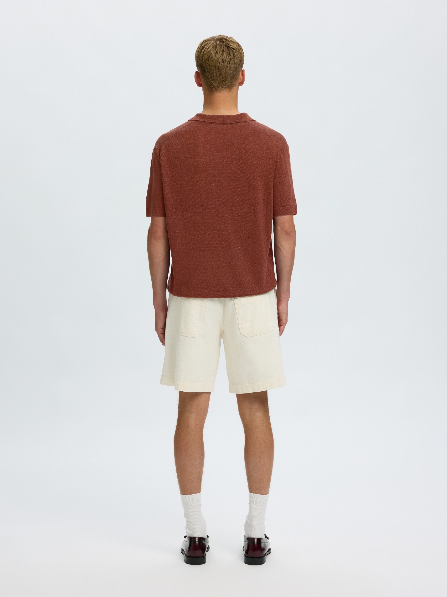 SELECTED HOMME Strickpullover SLHJERRY LINEN SS OPEN POLO