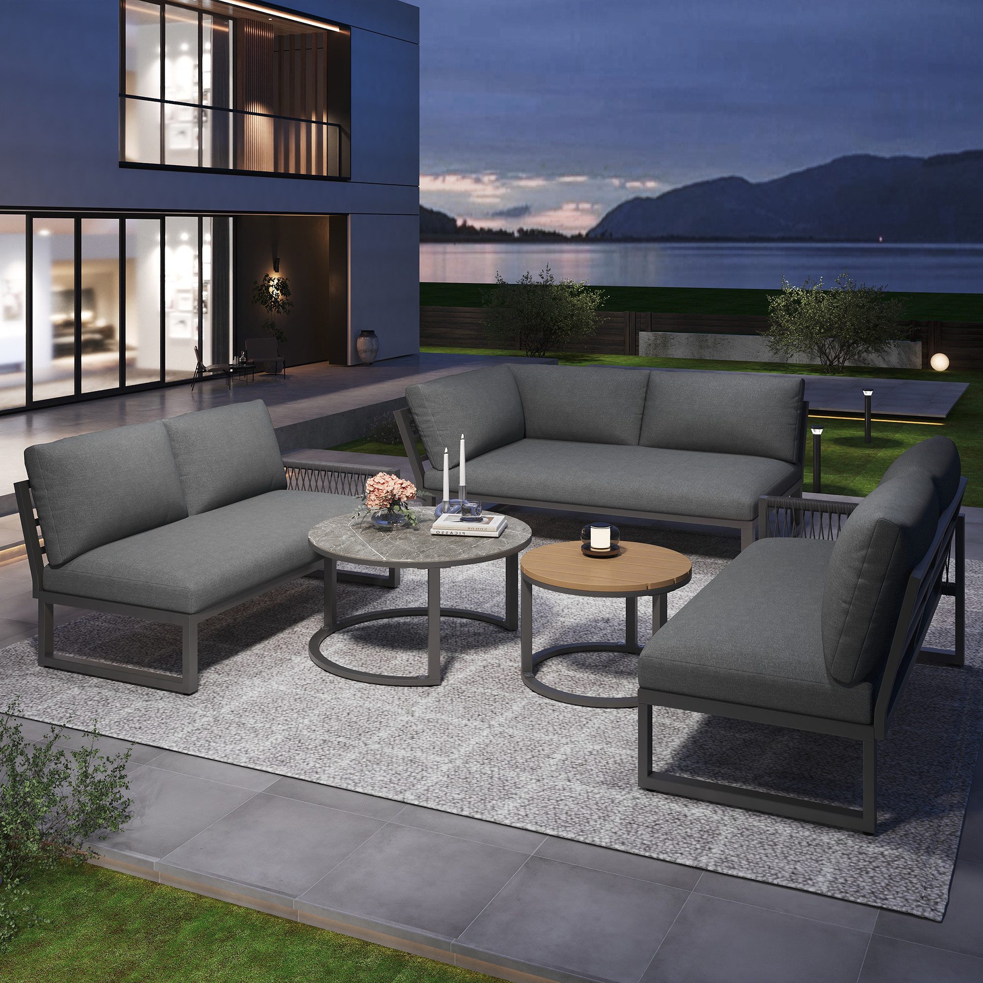 Flieks Gartenlounge-Set, 6-Sitzer Gartenmöbel Ecksofa aus günstig online kaufen