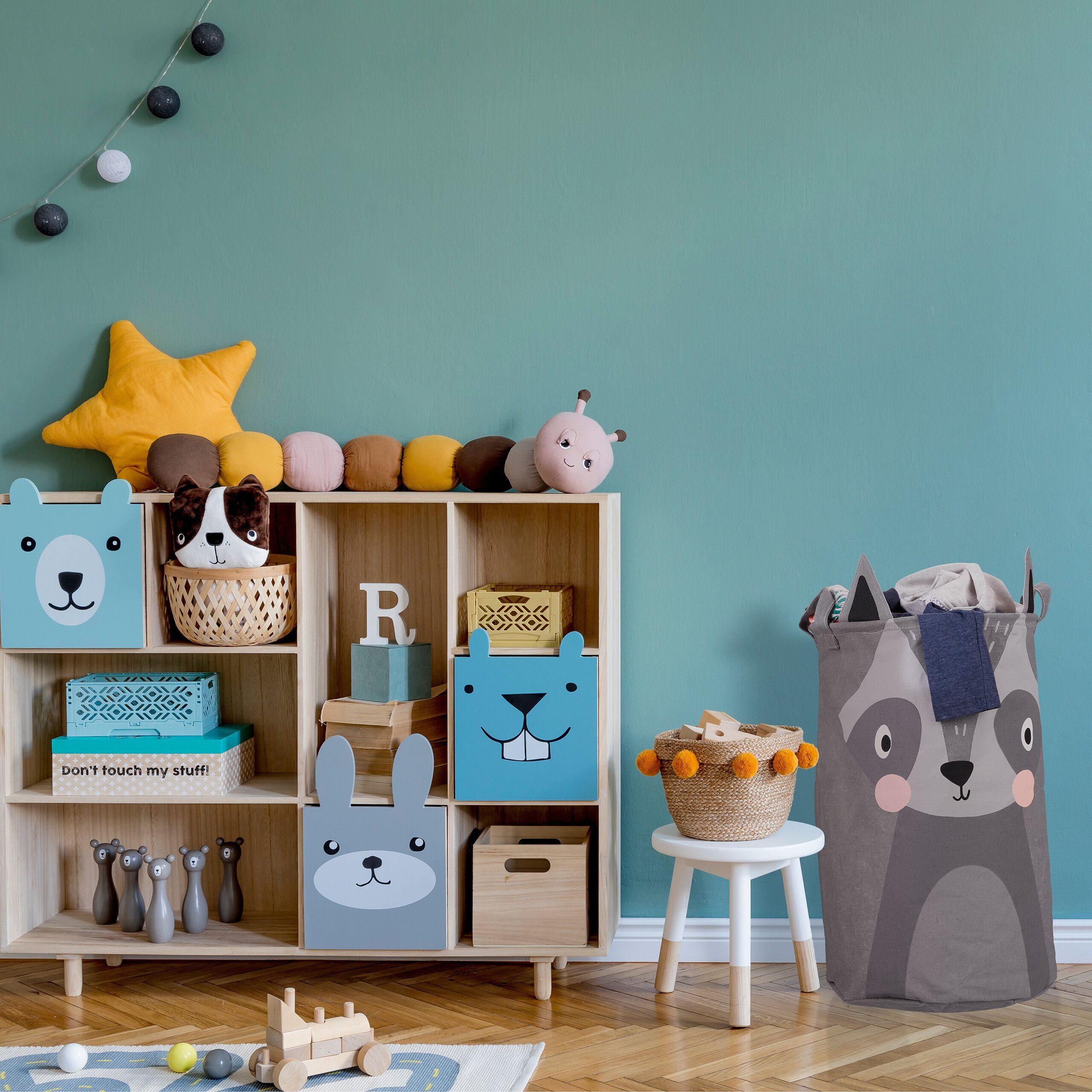 relaxdays Aufbewahrungskorb Kinder Aufbewahrungskorb Waschbärmotiv (1 St) – Bild 5 von 5