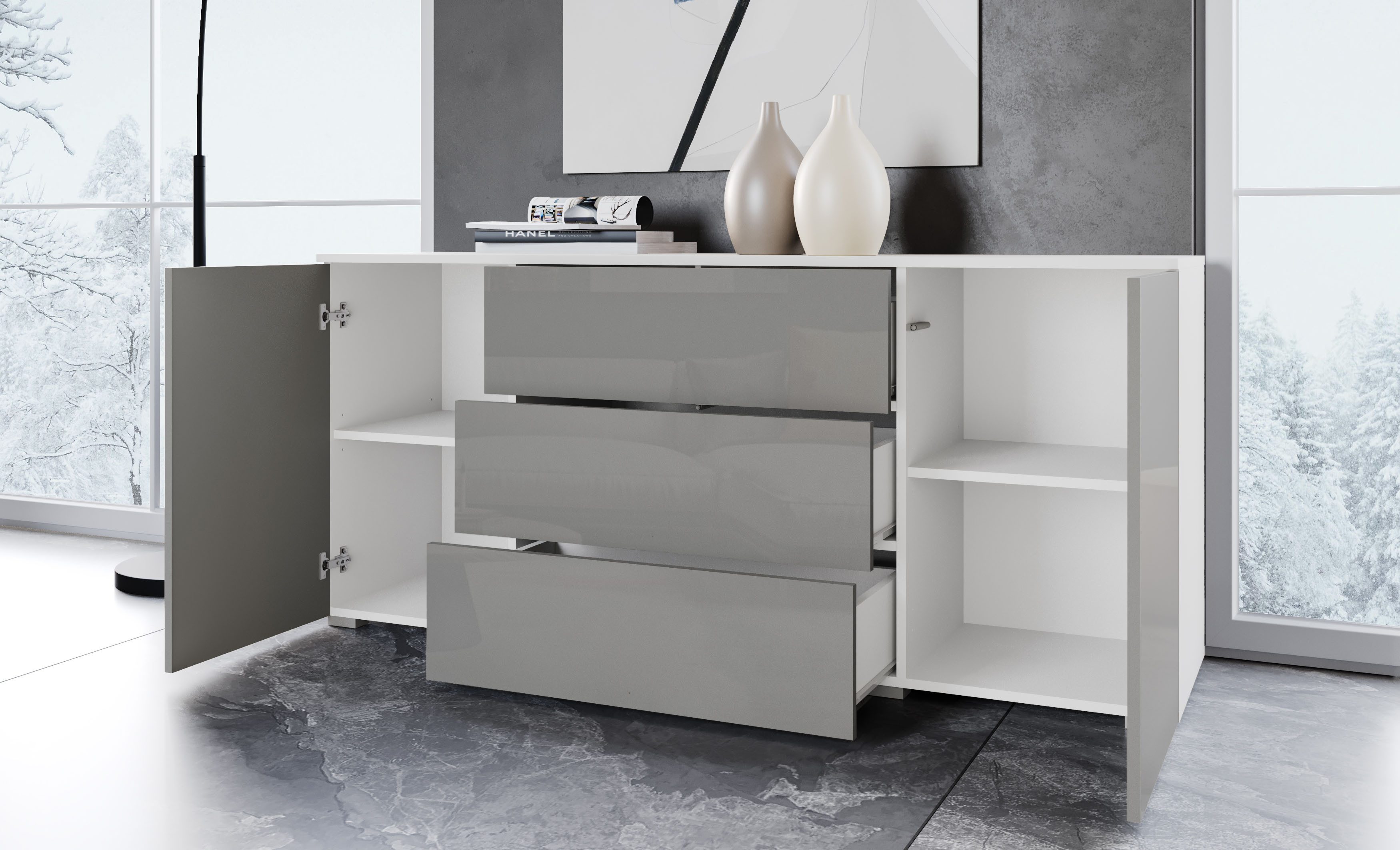 INOSIGN Sideboard PARIS (1 St), Moderne 150cm breite grifflose Kommode, vie günstig online kaufen