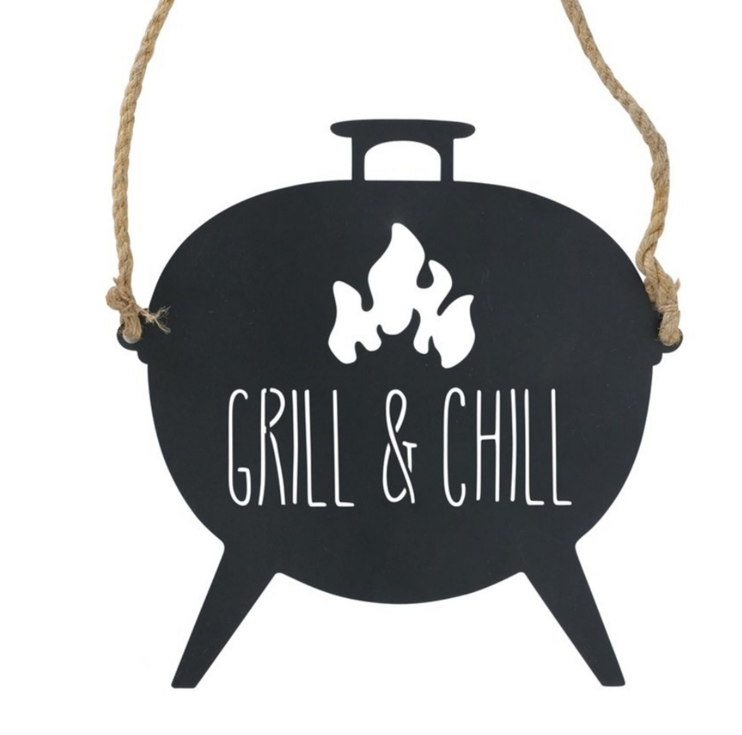 BOLTZE Wandbild, Grillen, Cut Out Griller Wandrelief Metallschild Modell GRILL & CHILL