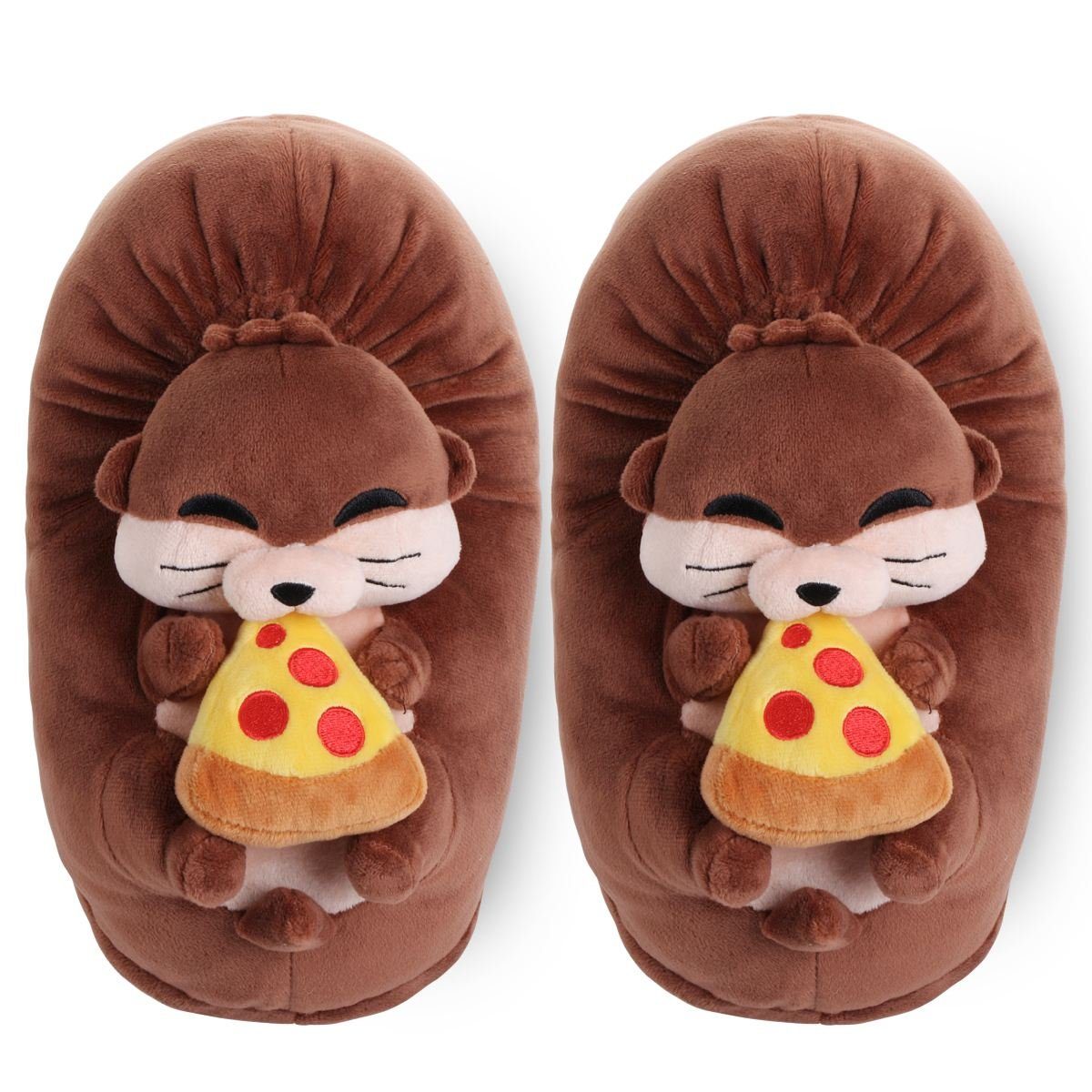 Corimori Tier Pantoffeln für Erwachsene Einheitsgröße 34-44 Plüsch Hausschuhe (Packung, Geschenk) EU Einheitsgröße 34-44, Murphy der Otter, für Kinder und Erwachsene