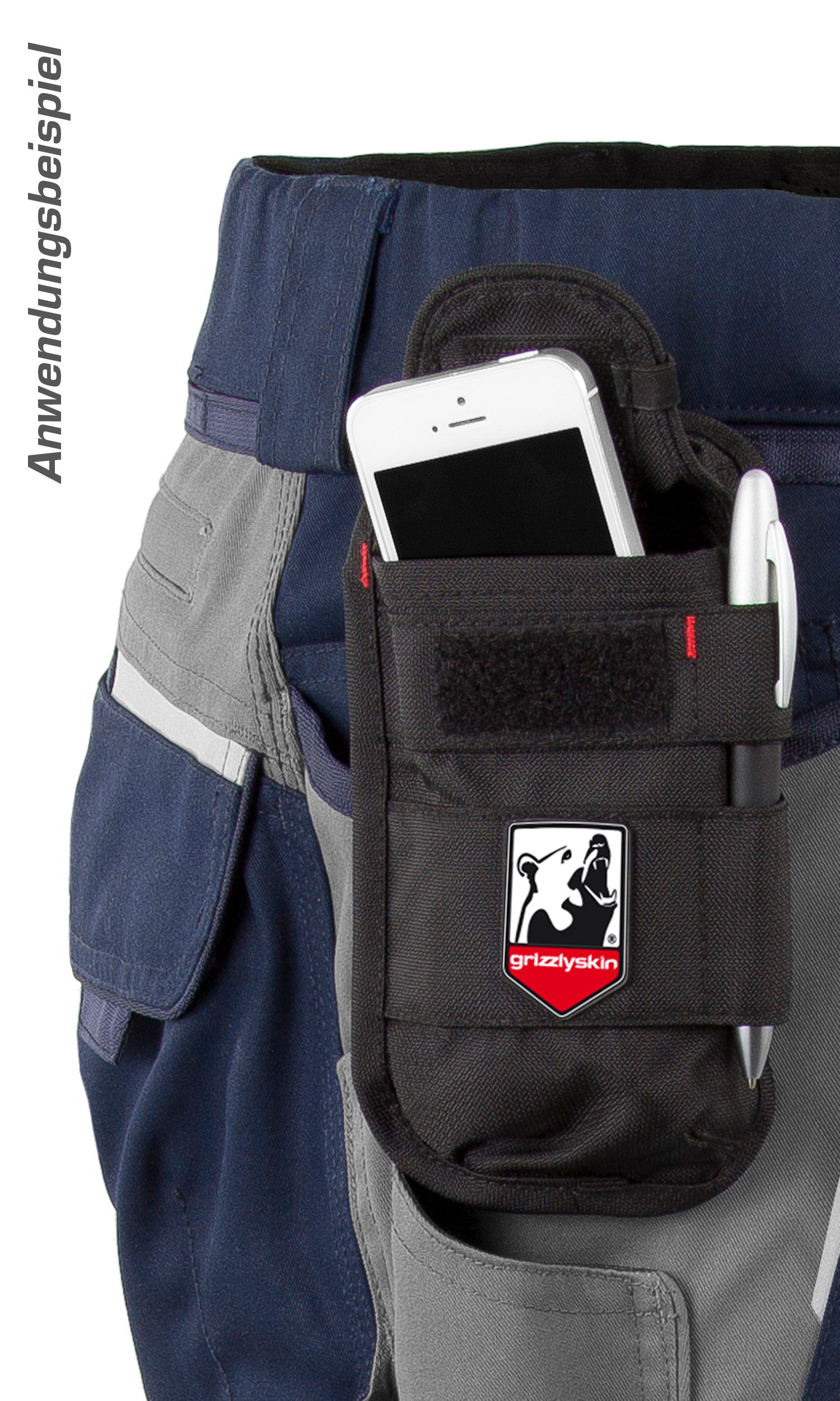 Qualitex Workwear Arbeitshose anhängbare Handy-Gürteltasche - Abmaße Smartphonetasche : 17 x 9 cm (1-tlg) zusätzlich spezielle Druckknöpfe für IRON Kollektion