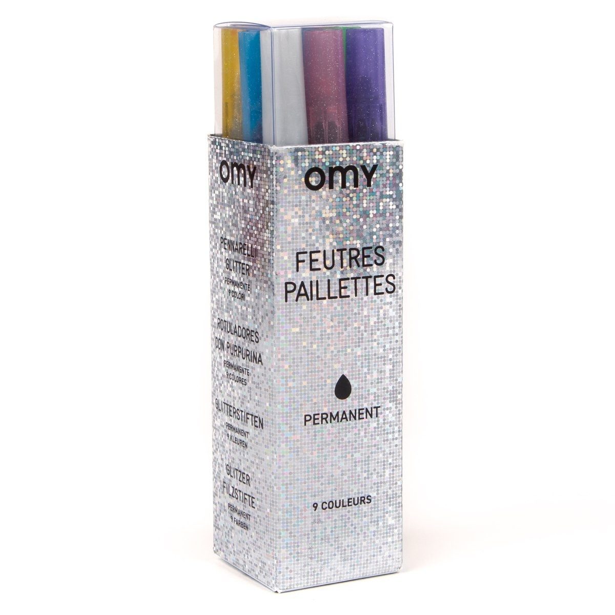 OMY Filzstift Glitzermarker Set 9 Farben, Permanent, ab 3 Jahren, Kreativset