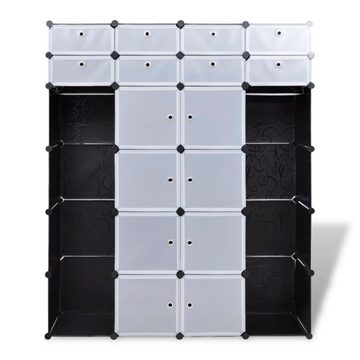 vidaXL Kleiderschrank Kleiderschrank Modularer Schrank mit 18 Fächern schwarz weiß 37x146x1