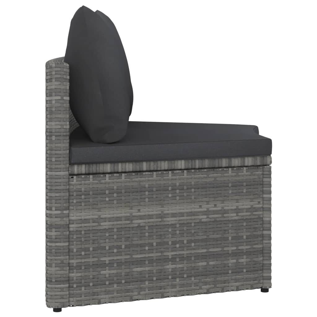 vidaXL Loungesofa 2-tlg. Garten-Sofagarnitur mit Teile Auflagen Rattan Grau, 2 Poly