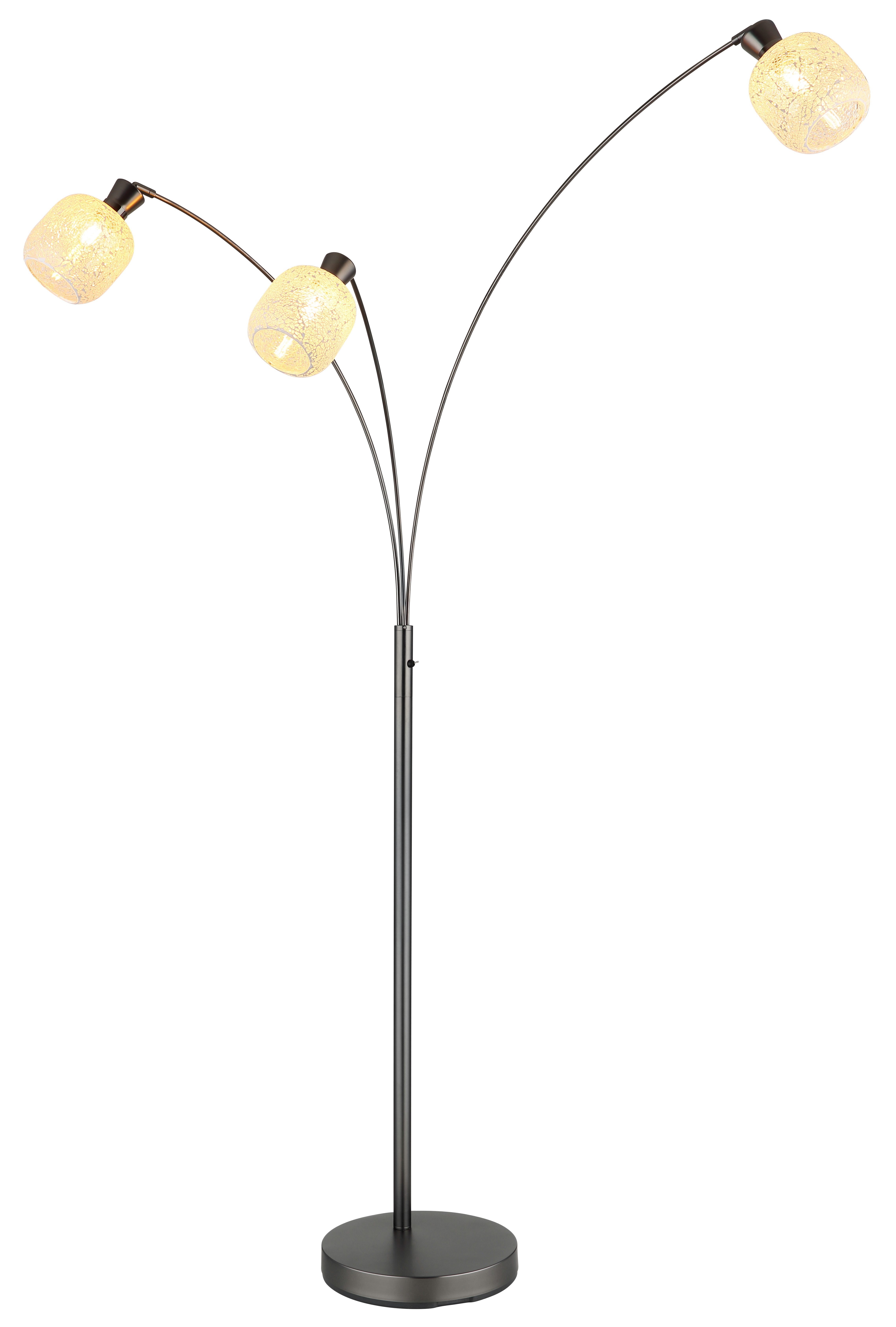 GLOBO LIGHTING Stehlampe BROKANA, Leuchtmittel wechselbar, Schwarz-chrome Stehleuchte mit Mosaikglas und Wippschalter