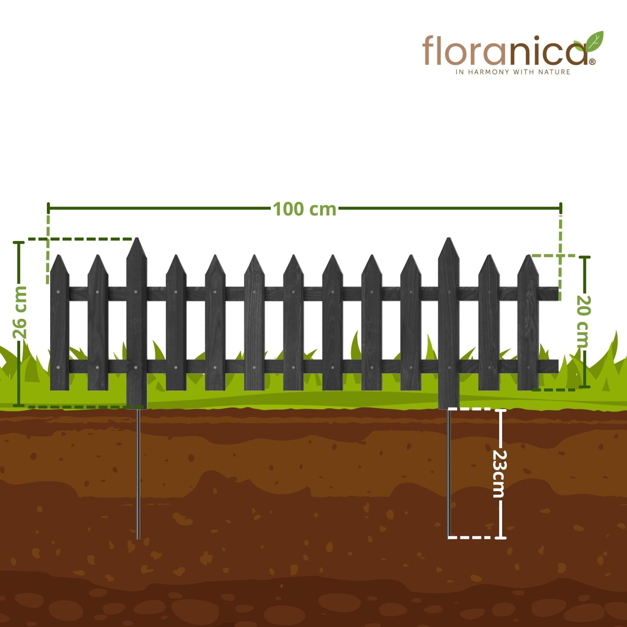 Floranica Staketenzaun Vorgartenzaun Steckzaun Gartenzaun Zierzaun günstig online kaufen