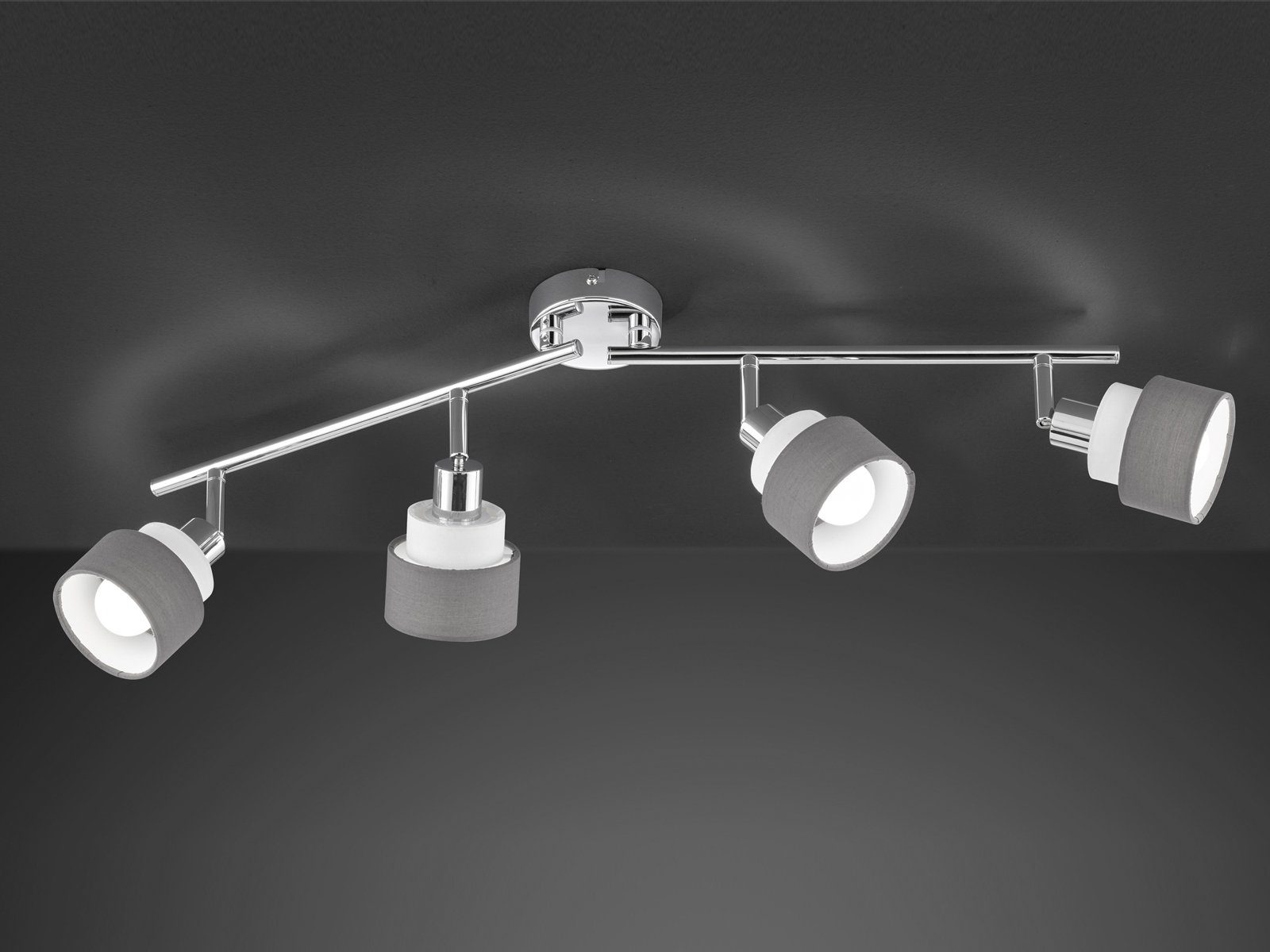 WOFI LED Deckenstrahler, Balken-Leuchte, Designer Decken-Lampe mit Stoff  Lampen-schirme Grau/Weiß, mehrflammig, Spots schwenkbar, Treppenhaus online  kaufen | OTTO