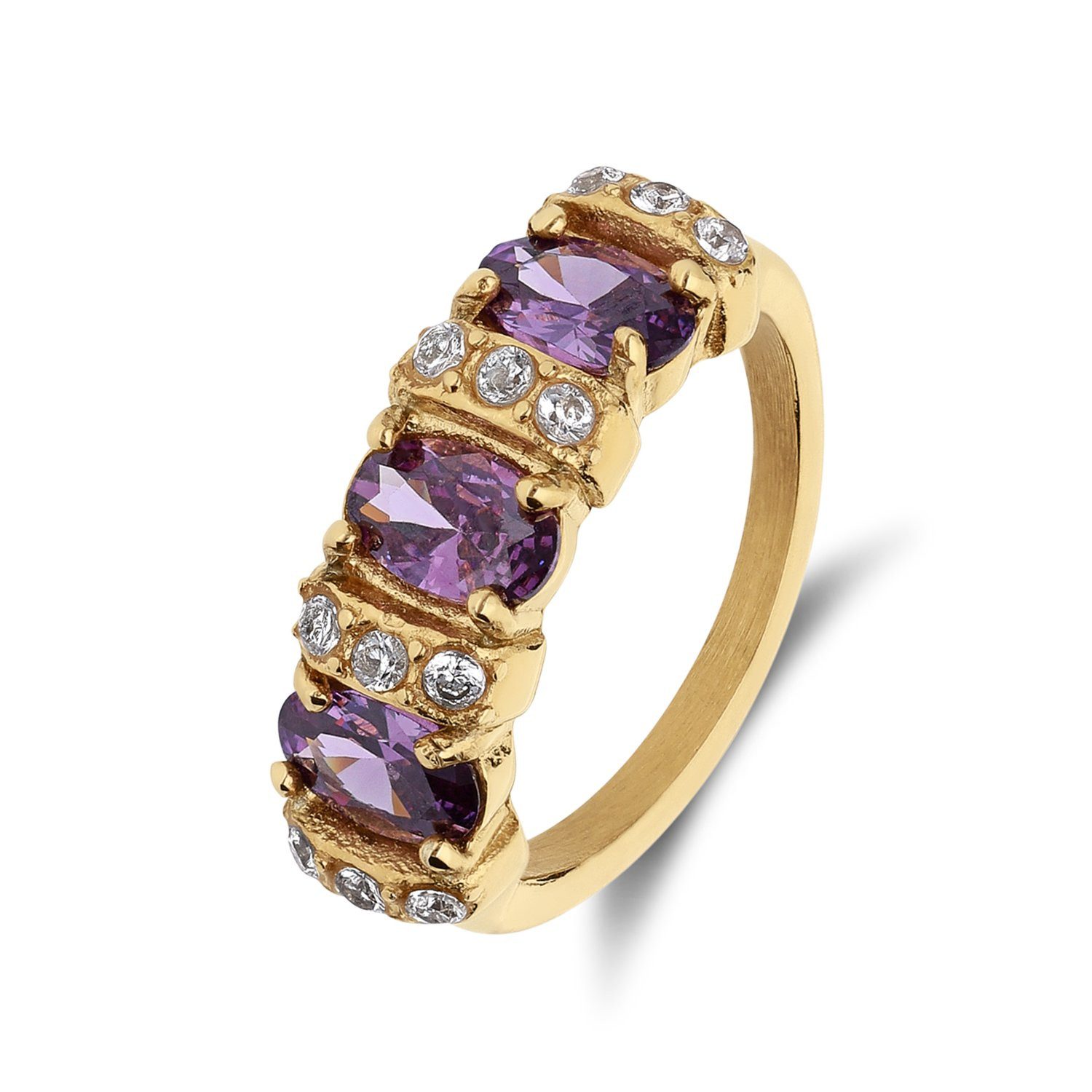 LUCARDI Fingerring Ring - Stahl - Gold - Zirkonia - Damen