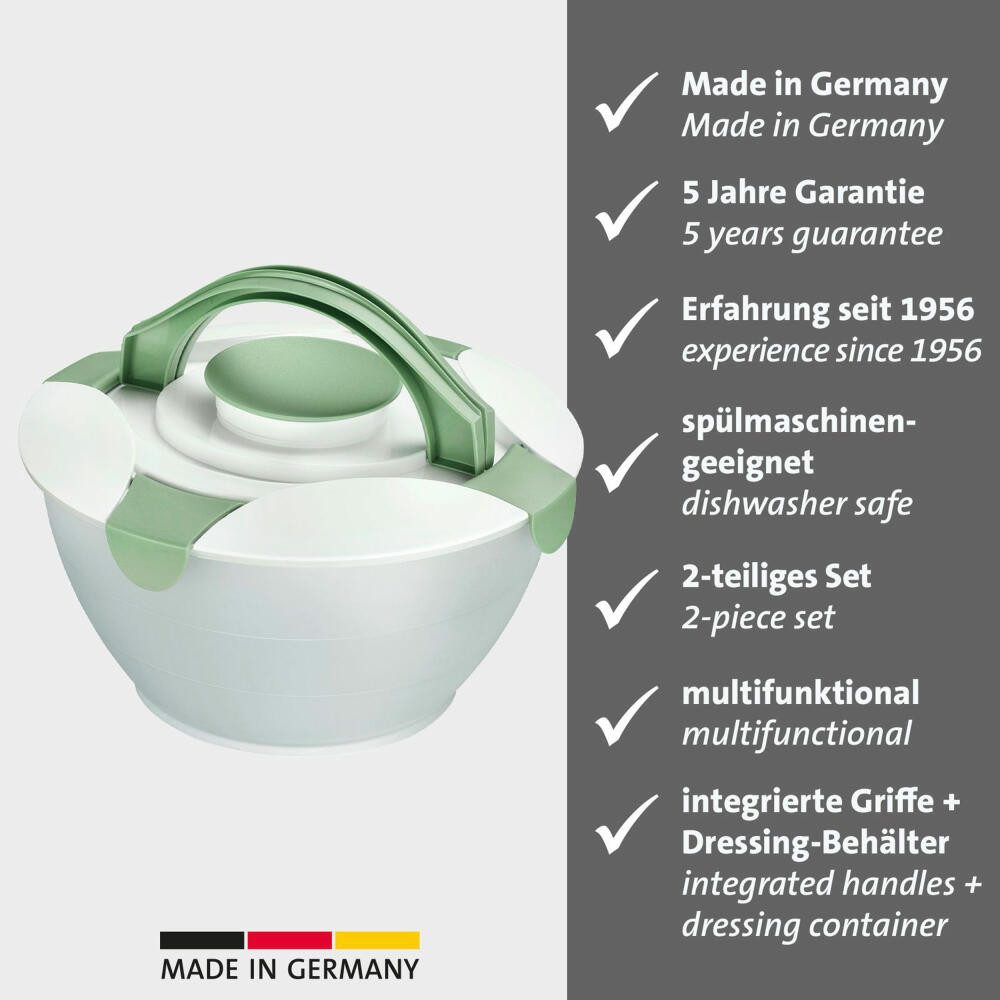 WESTMARK Salatschüssel mit Dressing-Behälter, Fassungsvermögen: 6,5 Liter, Salatbutler, Mint-, Kunststoff: PP, PE, spülmaschinengeeignet, Made in Germany