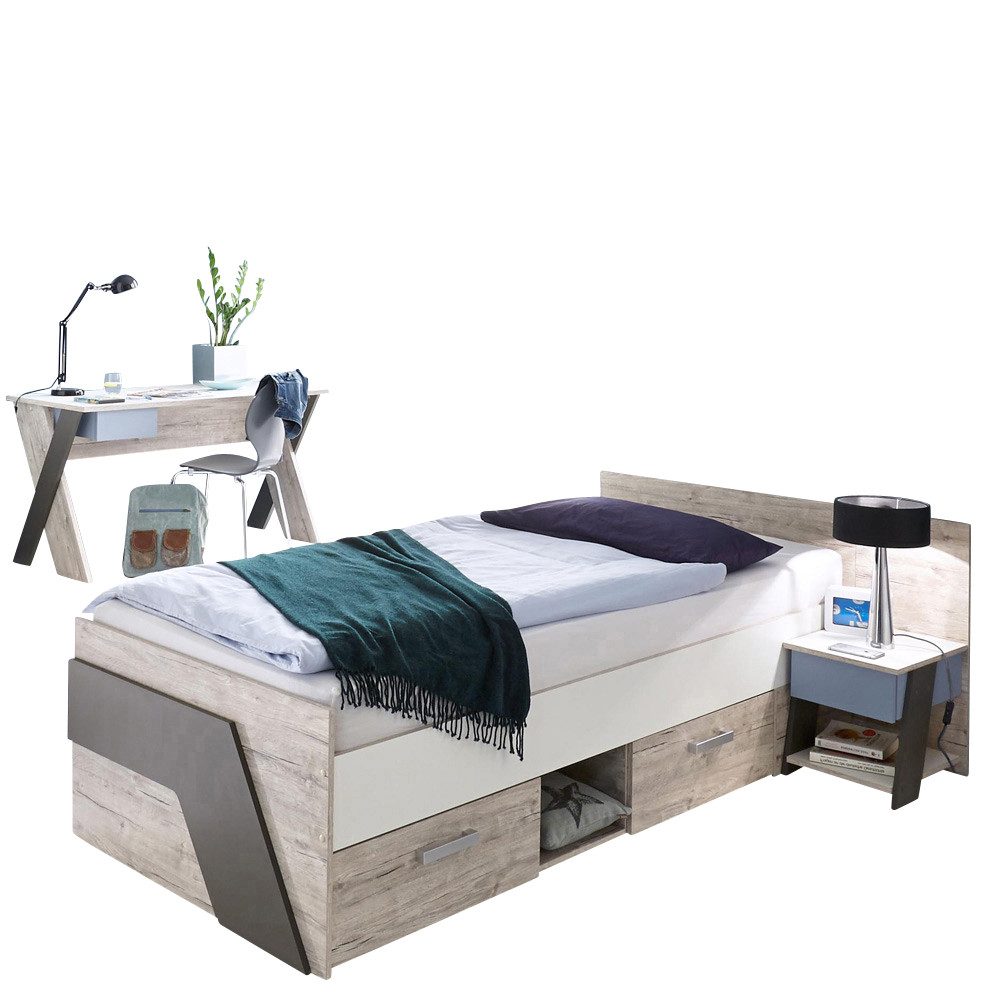 Lomadox Jugendzimmer-Set LEEDS-10, (Sparset, 3-tlg), Sandeiche günstig online kaufen