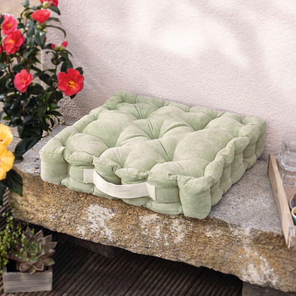 Home-trends24.de Bodenkissen Sitzkissen 45 x 45 Grün Cordoptik Gepolstert S günstig online kaufen