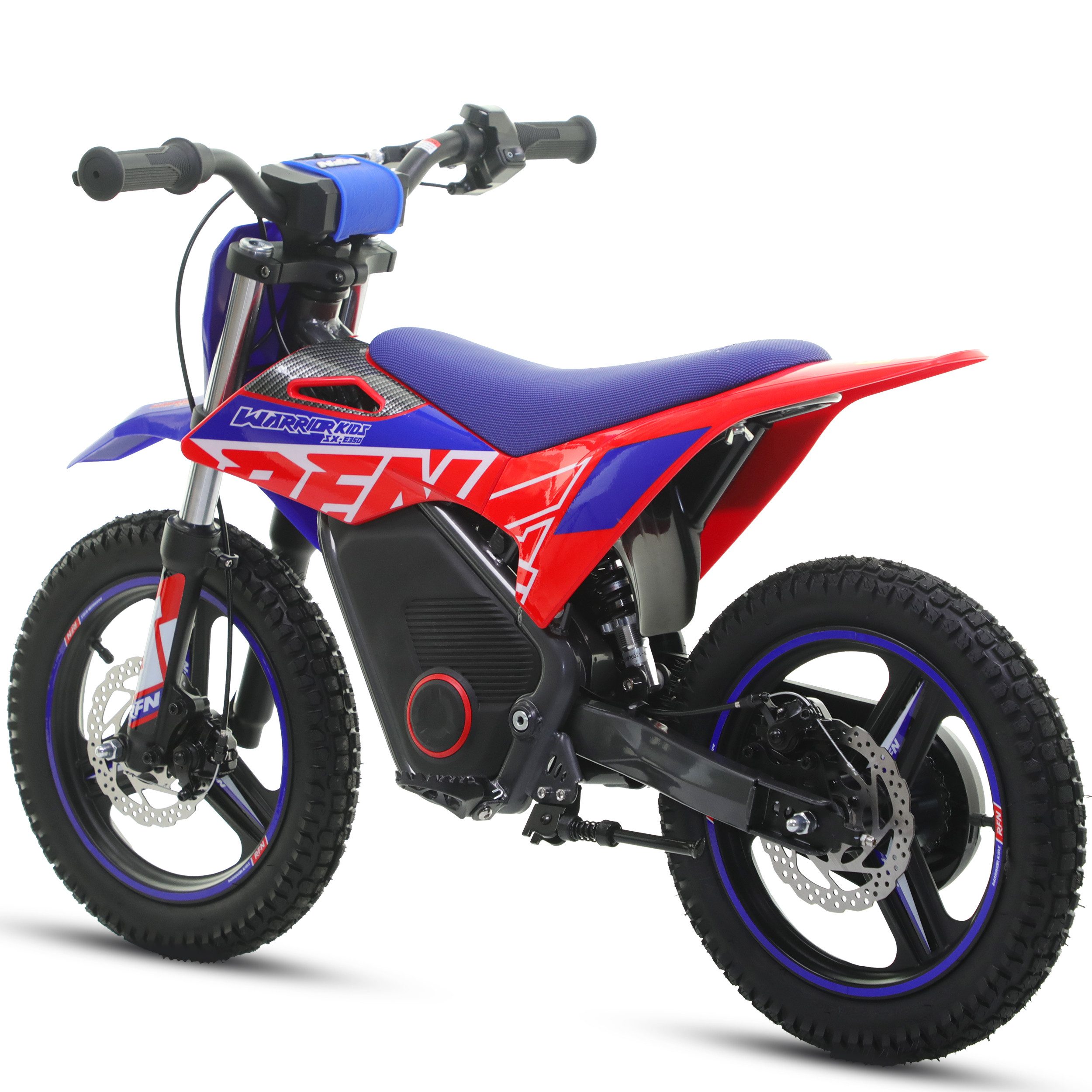 RFN Elektro-Kindermotorrad SX-E350 14 Zoll 350W E-Motorrad, Scheibenbremsen, Belastbarkeit 50 kg, Offroad-Erlebnis für 8–12 Jahre, 3 Stufen bis 30km/h, 36V Akku