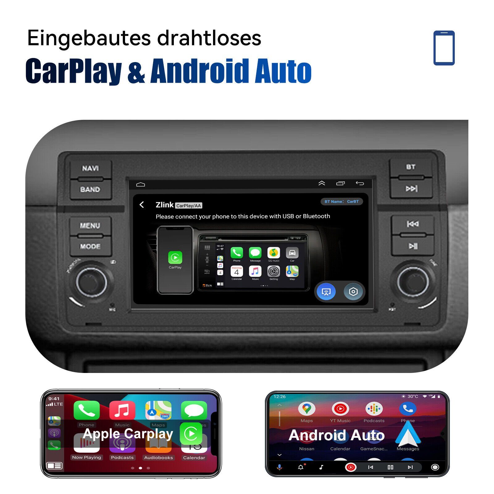 Einbau-Navigationsgerät M3 Für 75 Autoradio MG Android E46 ZT Rover 13 BMW CARPLAY 3er GABITECH 7 zoll