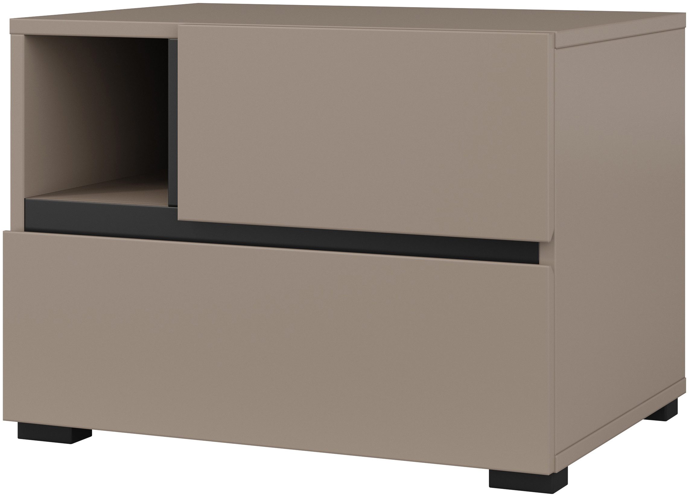 OTTO home Nachtkommode Cross, moderner griffloser Nachtschrank, Nachttisch, Nachtkonsole mit 2 Schubladen