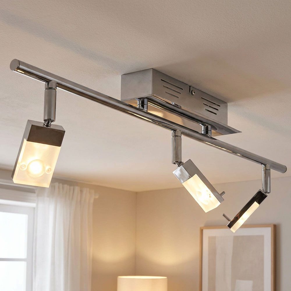 Brilliant LED Deckenleuchte, LED-Leuchtmittel fest verbaut, Warmweiß, LED Decken Leuchte chrom Wohn Zimmer Beleuchtung Spot Strahler Lampe