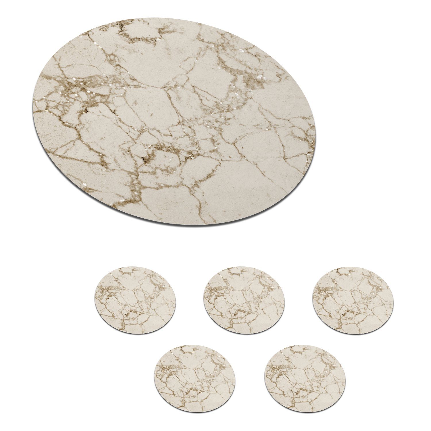 Glasuntersetzer Marmor - Weiß - Beige