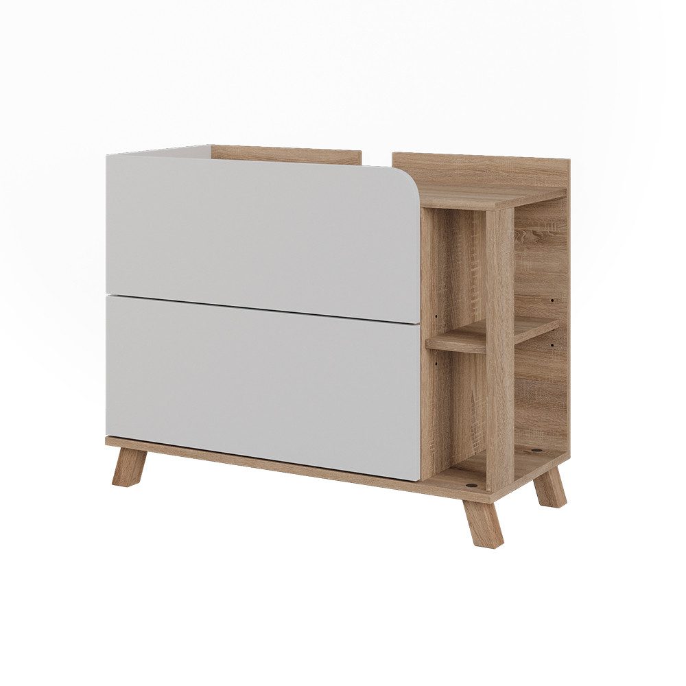 Vicco Waschbeckenunterschrank Karen, Weiß/Sonoma, 80 x 65 cm mit 2 Schubladen