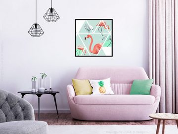 Artgeist Poster Geometric Flamingos - Square []