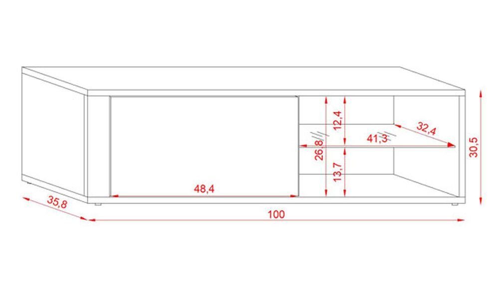 100 / / cm 30,5 B/T/H Feldmann-Wohnen cm cm Best, Lowboard 35,8