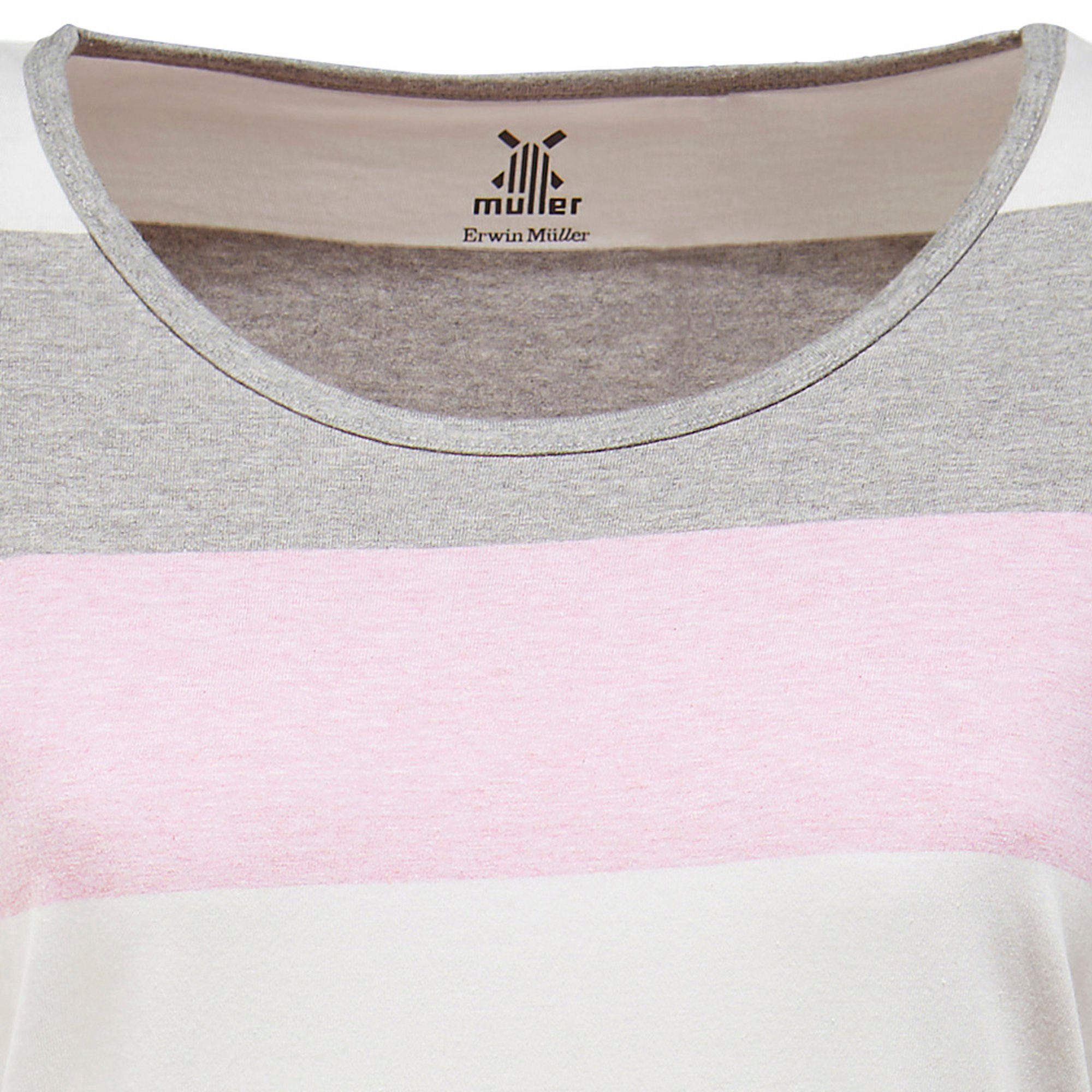 Erwin Nachthemd Streifen Damen-Nachthemd rosé Müller Single-Jersey